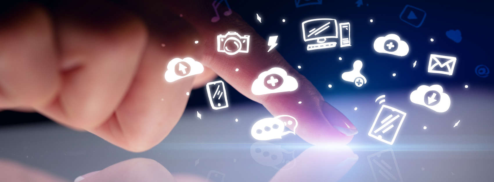 Finger with computer icons