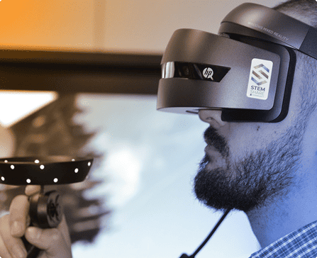 A man wearing a Virtual Reality Headset